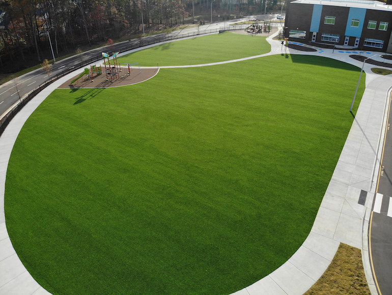 Stough Elementary Playground featuring Playground Grass synthetic turf by ForeverLawn