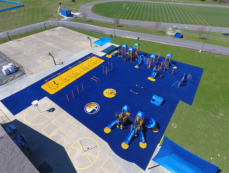 Playground Grass synthetic turf installed at Lake Center Christian School by ForeverLawn NEO